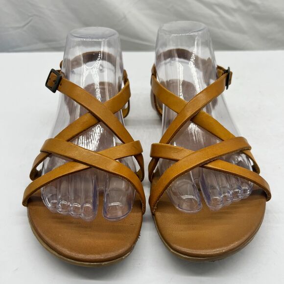 Mariella Made in Italy Brown Caged Ankle Open Toe Sandal Flats- Women's 8.5 -New - Picture 2 of 11